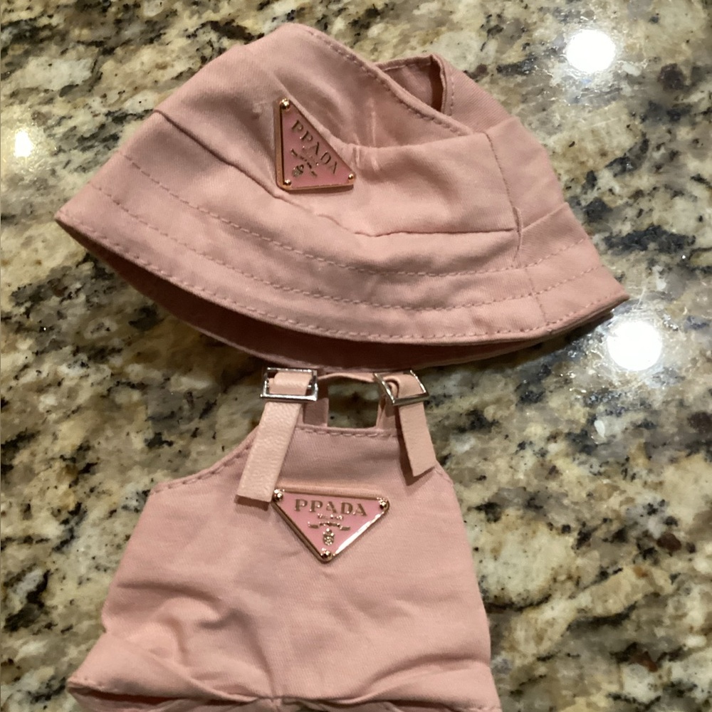 Labubu Prada Pink Bucket Hat and Harness Set